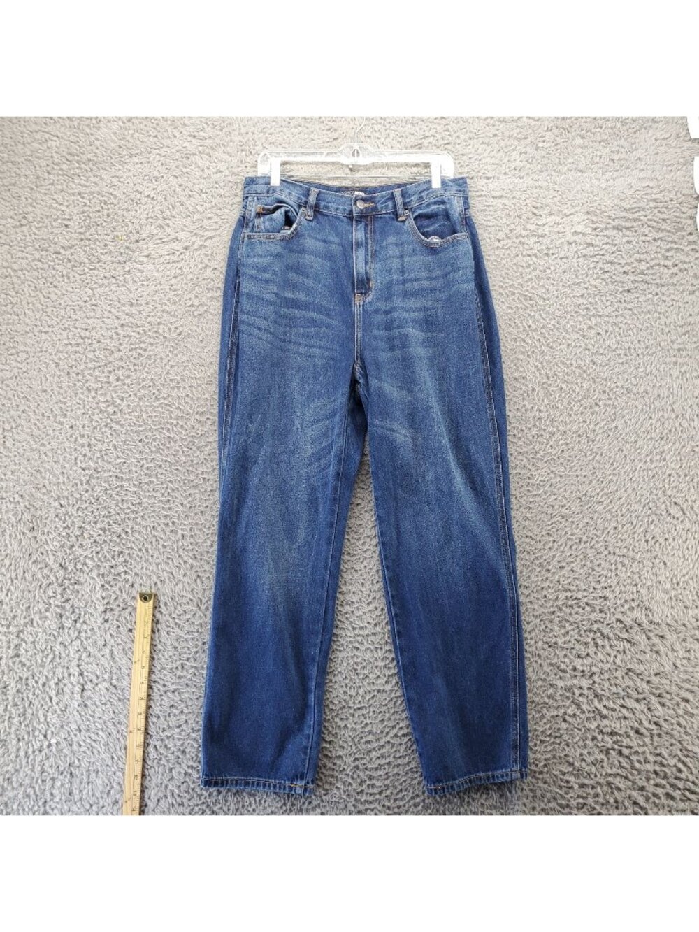 Fashion Nova Jeans Womens Size 13 Blue 100% Cotton High Waist Straight Leg *Read